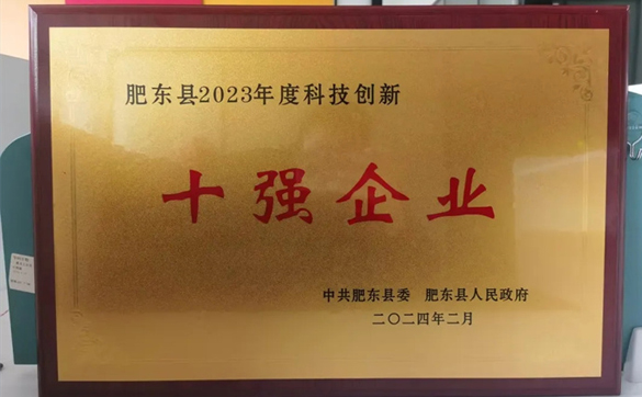 热烈： 丨合肥华纳生物荣获合肥市肥东县“2023年度科技创新10强企业”